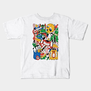 Colorful Collage of Monster Doodles Kids T-Shirt